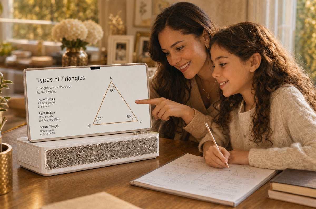 Mother and daughter learning geometry on Amber